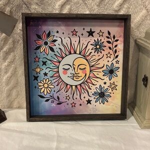 Celestial Harmony Art Print with Floral Accents